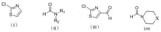 Reaction scheme showing LDA mediated formylation of 2-chlorothiazole to 2-chloro-1,3-thiazole-5-formaldehyde