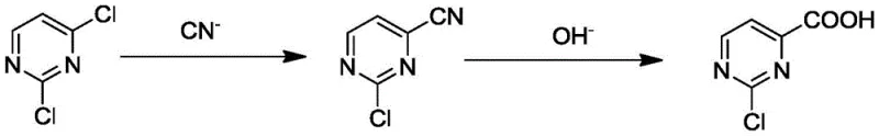 Complete two-step reaction scheme from 2,4-dichloropyrimidine to target acid