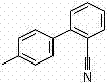 Chemical structure of 2-cyano-4'-methyl biphenyl showing the biphenyl core with cyano and methyl substituents