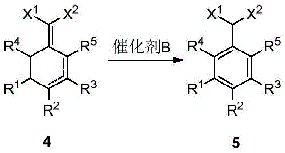 Aromatization reaction converting cyclohexenylene derivative to 2-arylmalonic acid derivative using Pd/C catalyst