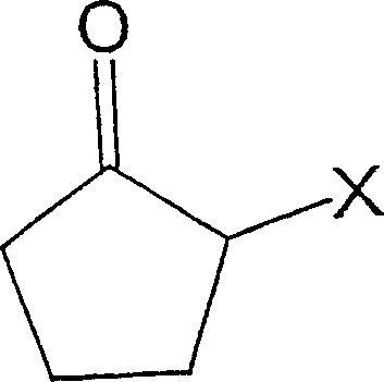 General formula of 2-halocyclopentanone substrate used in the dehydrohalogenation process