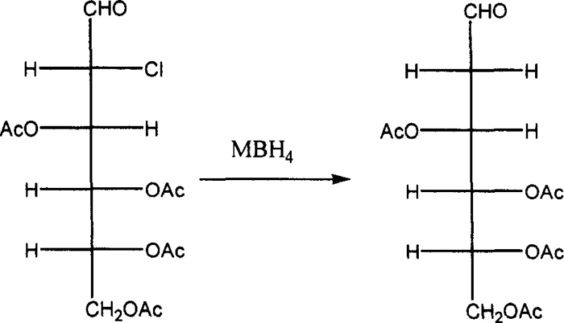 Reductive dechlorination using borohydride to form 2-deoxy sugar