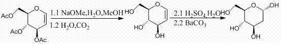 Prior art synthesis route showing complex transesterification and hydrolysis steps