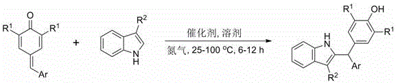 General reaction scheme for phosphoric acid catalyzed synthesis of 2-diarylmethyl substituted indoles in aqueous media