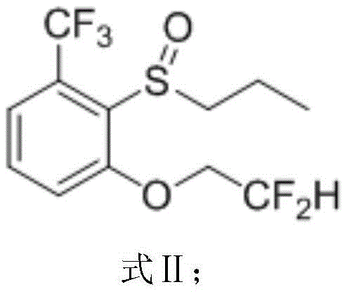 Chemical structure of 2-difluoroethoxy-6-trifluoromethylphenyl propyl sulfoxide (Formula II)