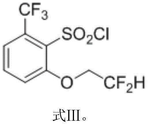 Chemical structure of 2-difluoroethoxy-6-trifluoromethylbenzenesulfonyl chloride (Formula III)