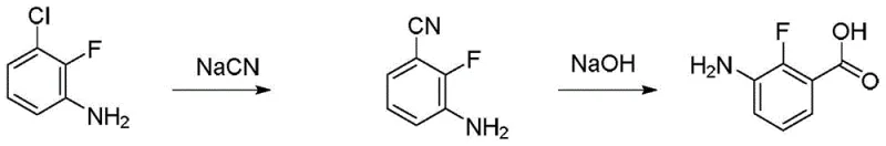 Prior art synthesis using toxic sodium cyanide substitution