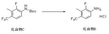 Deprotection and salt formation reaction converting Compound C to the final hydrochloride salt Compound D