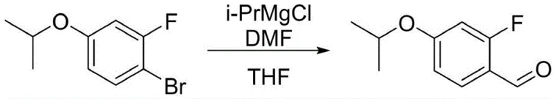 Grignard exchange and DMF formylation reaction converting bromo-intermediate to aldehyde