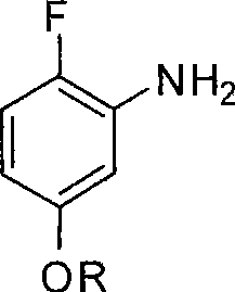 General chemical structure of 2-fluoro-5-alkoxyl aniline showing the fluorine and alkoxy substitution pattern on the aniline ring