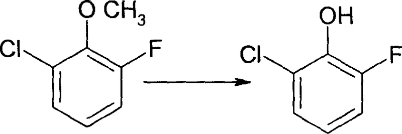 Reaction scheme showing hydrolysis of 2-fluoro-6-chloronitrobenzene