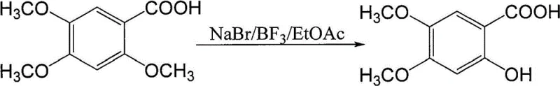 Conventional Lewis acid mediated demethylation reaction scheme showing the use of NaBr/BF3/EtOAc