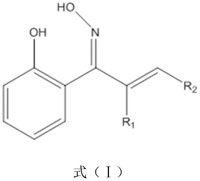 General structural formula of the novel 2-hydroxy arone oxime compound showing the double unsaturated structure