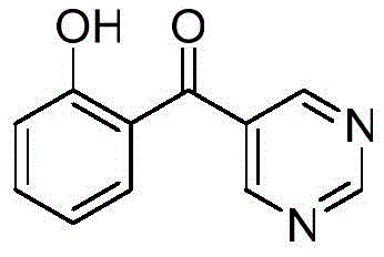 Chemical structure of 2-hydroxyphenyl-5-pyrazinyl ketone showing the pyrazine ring and hydroxyphenyl moiety