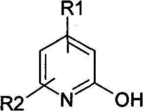 General chemical structure of 2-hydroxypyridine compounds showing variable R1 and R2 substituents