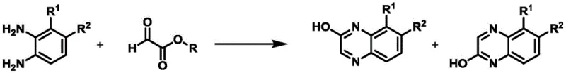 General reaction scheme for regioselective synthesis of 2-hydroxyquinoxalines from 1,2-phenylenediamines and glyoxylic acid derivatives