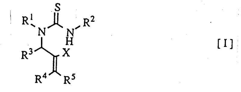 Structure of Thiourea derivative (Formula I) serving as the precursor for acid-catalyzed cyclization
