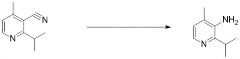 Detailed reaction scheme for the final Hofmann degradation step converting nitrile to amine