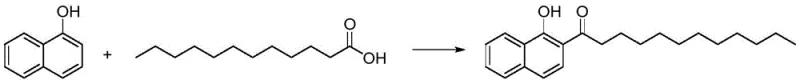 Traditional Friedel-Crafts acylation reaction of 1-naphthol with lauric acid