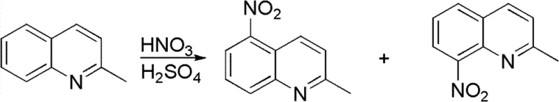 Conventional nitration of 2-methylquinoline yielding mixed isomers