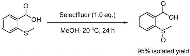 Optimized synthesis of 2-(methylsulfinyl)benzoic acid using Selectfluor in methanol yielding 95 percent