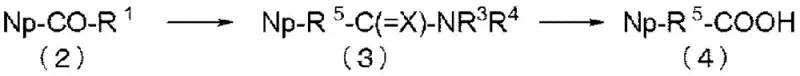 General reaction scheme showing the conversion of aromatic ketone to thioamide, then carboxylic acid, and finally to nitrile compound