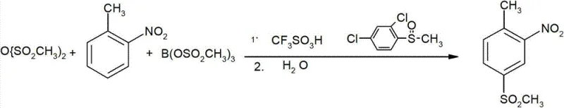 Conventional low-yield synthesis route using methylsulfonic acid anhydride