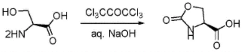 Conventional synthesis route using bis(trichloromethyl) carbonate showing low yield and toxic solvent usage
