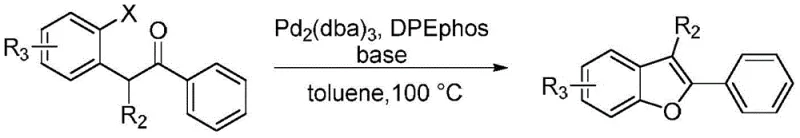 Conventional Palladium-catalyzed synthesis of 2-phenyl-3-methylbenzofuran