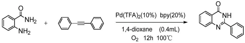 Specific example of 2-phenylquinazolinone synthesis using Pd(TFA)2 and bpy