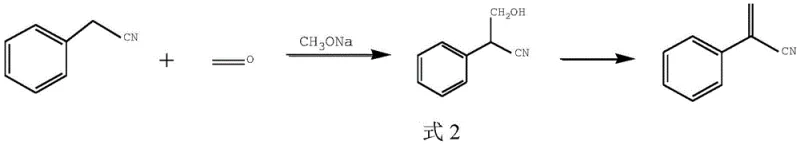 Reaction scheme of conventional synthesis using sodium methoxide showing low yield and side reactions