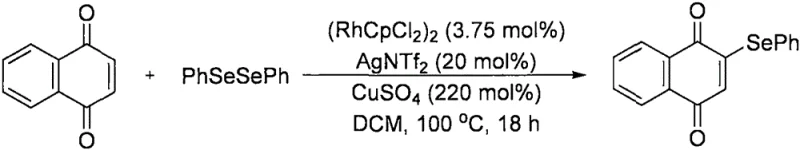 Previous rhodium-catalyzed C-H bond arylselenylation reaction showing limitations