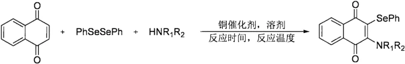 General reaction scheme for copper-catalyzed selenoamination of 1,4-naphthoquinone