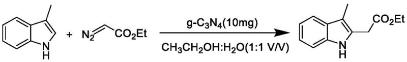 Specific reaction equation for Example 1 showing the synthesis of ethyl 2-(3-methyl-1H-indol-2-yl)acetate