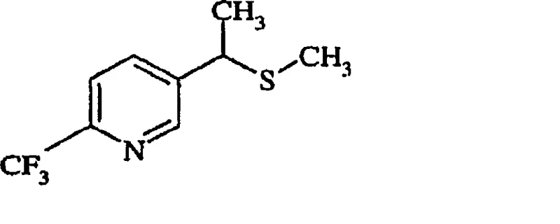 Specific synthetic example showing the four-step preparation of 5-(1-methylthioethyl)-2-trifluoromethylpyridine from pyrrolidine and butyraldehyde