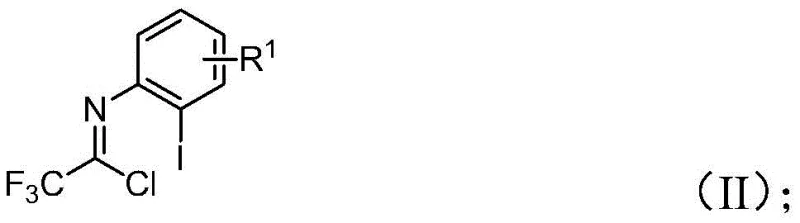 Structure of trifluoroacetimidoyl chloride reactant (Formula II)