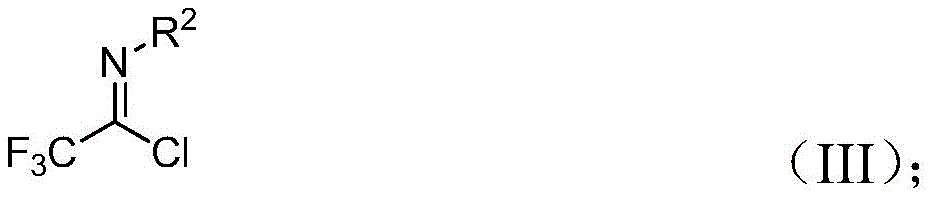 Chemical structure of trifluoroethylimide acid chloride (III) showing R² substituent position