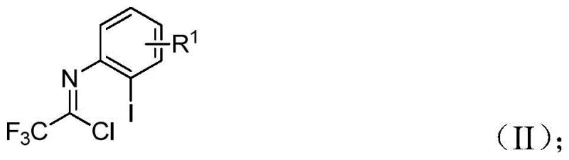 Chemical structure of trifluoroethylimidoyl chloride reactant showing the reactive imidoyl chloride motif