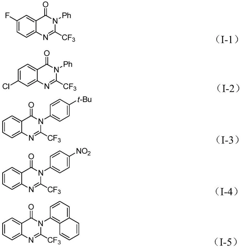 Specific examples of synthesized 2-trifluoromethyl quinazolinone derivatives showing substrate scope
