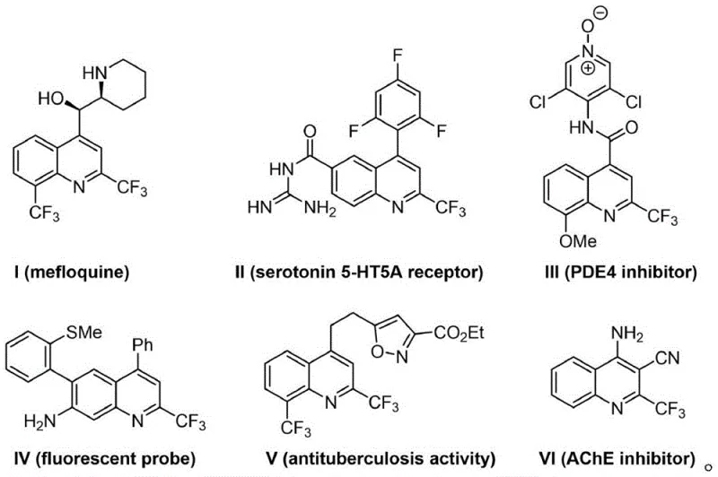Bioactive molecules containing 2-trifluoromethylquinoline skeleton