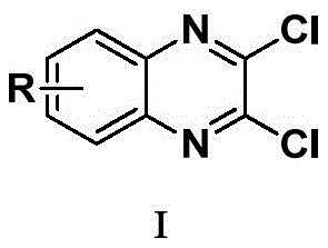 Molecular structure of 2,3-dichloro quinoxaline derivative showing variable R group positions