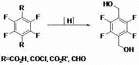Conventional reduction of tetrafluoro terephthalic acid derivatives to alcohol