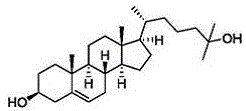 Chemical structure of 25-hydroxycholesterol showing the hydroxyl group at position 25