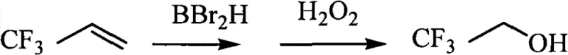 Conventional hydroboration-oxidation route for 3,3,3-trifluoropropanol synthesis showing low yield and aqueous workup issues