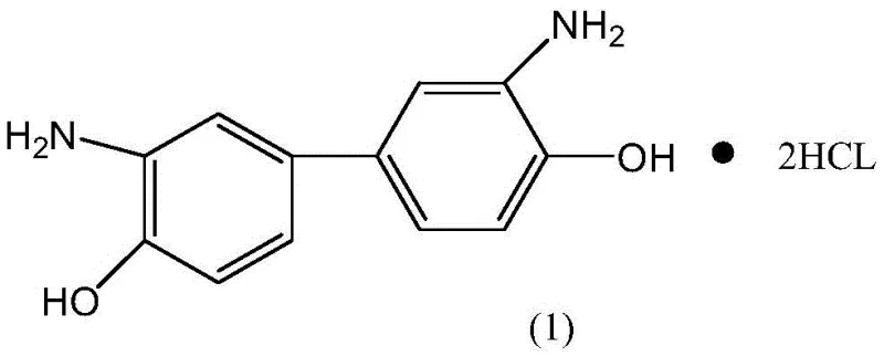 Chemical structure of 3,3-diaminobiphenol hydrochloride monomer used in PBO polymer synthesis