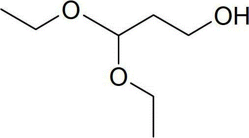 Chemical structure of 3,3-diethoxy-1-propanol showing the acetal and hydroxyl functional groups