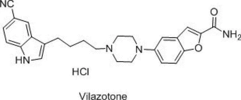 Chemical structure of Vilazodone Hydrochloride showing the target therapeutic molecule