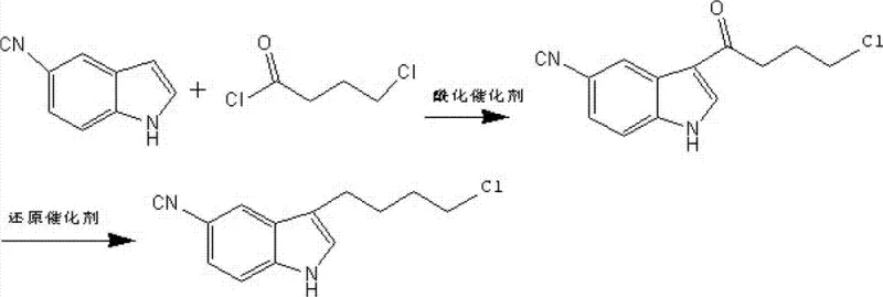 Conventional synthesis route involving hazardous acylation and reduction steps