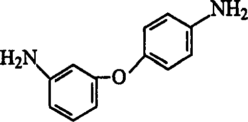 Chemical structure of 3,4'-diaminodiphenyl ether showing the diphenyl ether backbone with amino groups