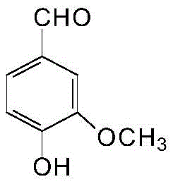 Chemical structure of Vanillin showing the aldehyde and methoxy functional groups essential for the synthesis